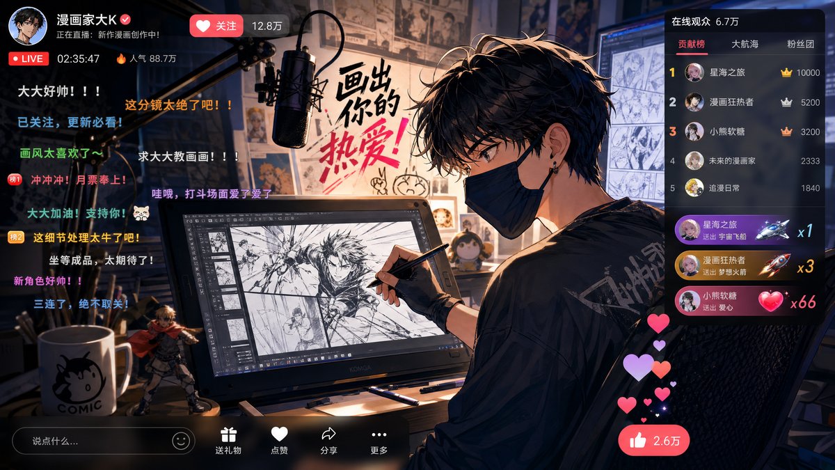 漫千绘漫画 - 漫画家直播创作全过程视频回放